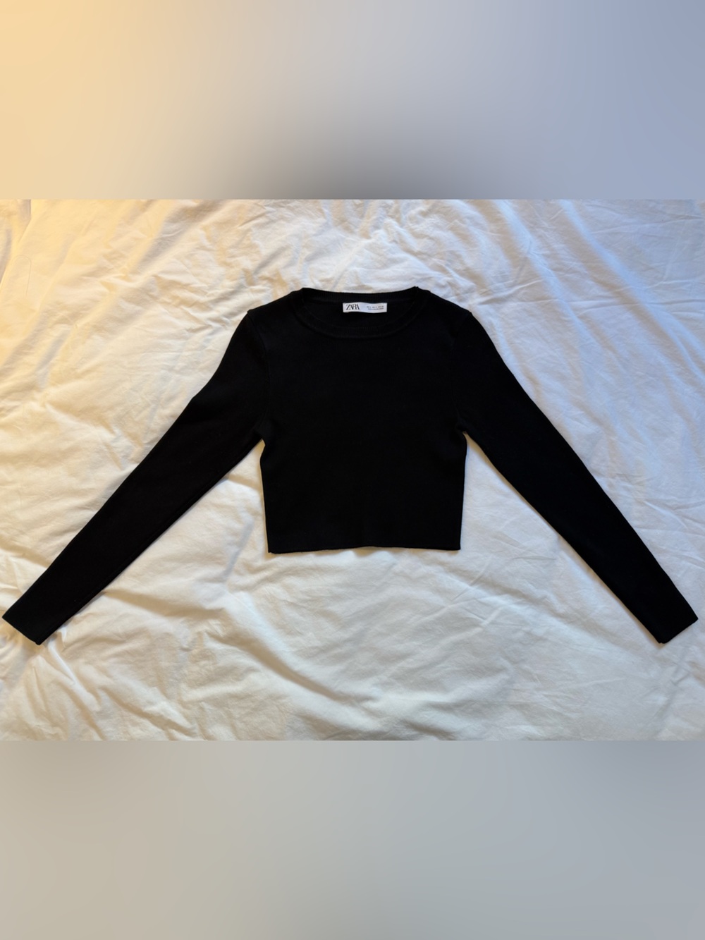 Black Long-Sleeve Crewneck Top